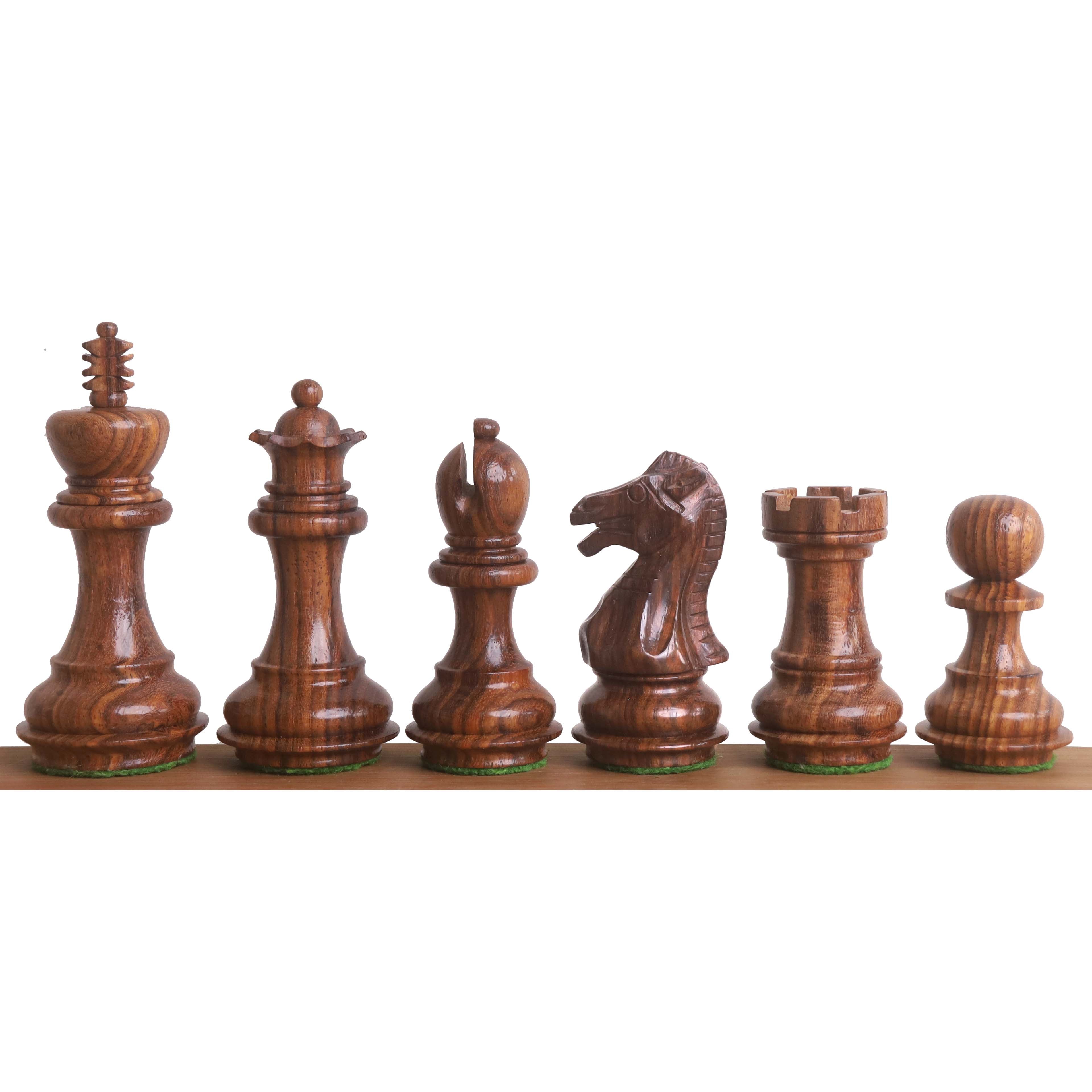 Golden Rosewood and Boxwood chessmen at 750 grams complete
