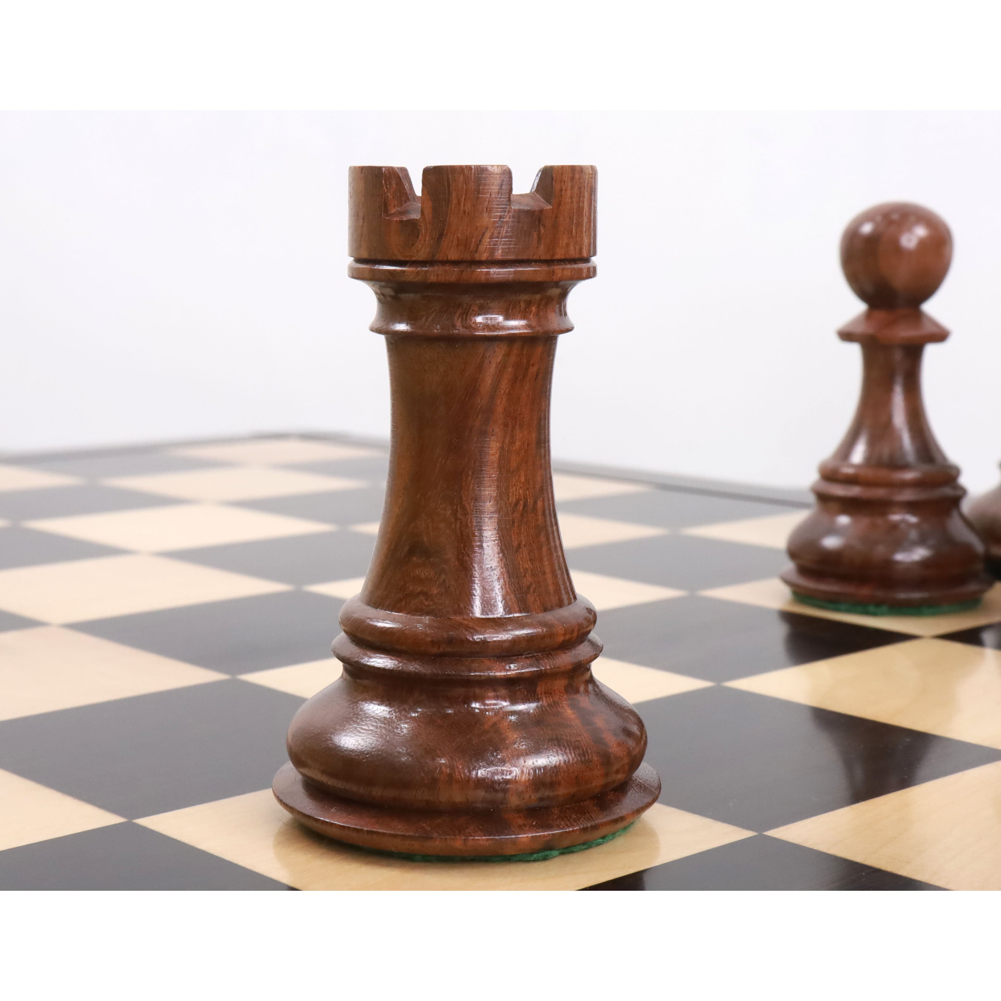 Jumbo Pro Staunton chess pieces in golden rosewood, 159mm king