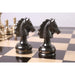 Knight and rook from the metallic grey and gold chessmen