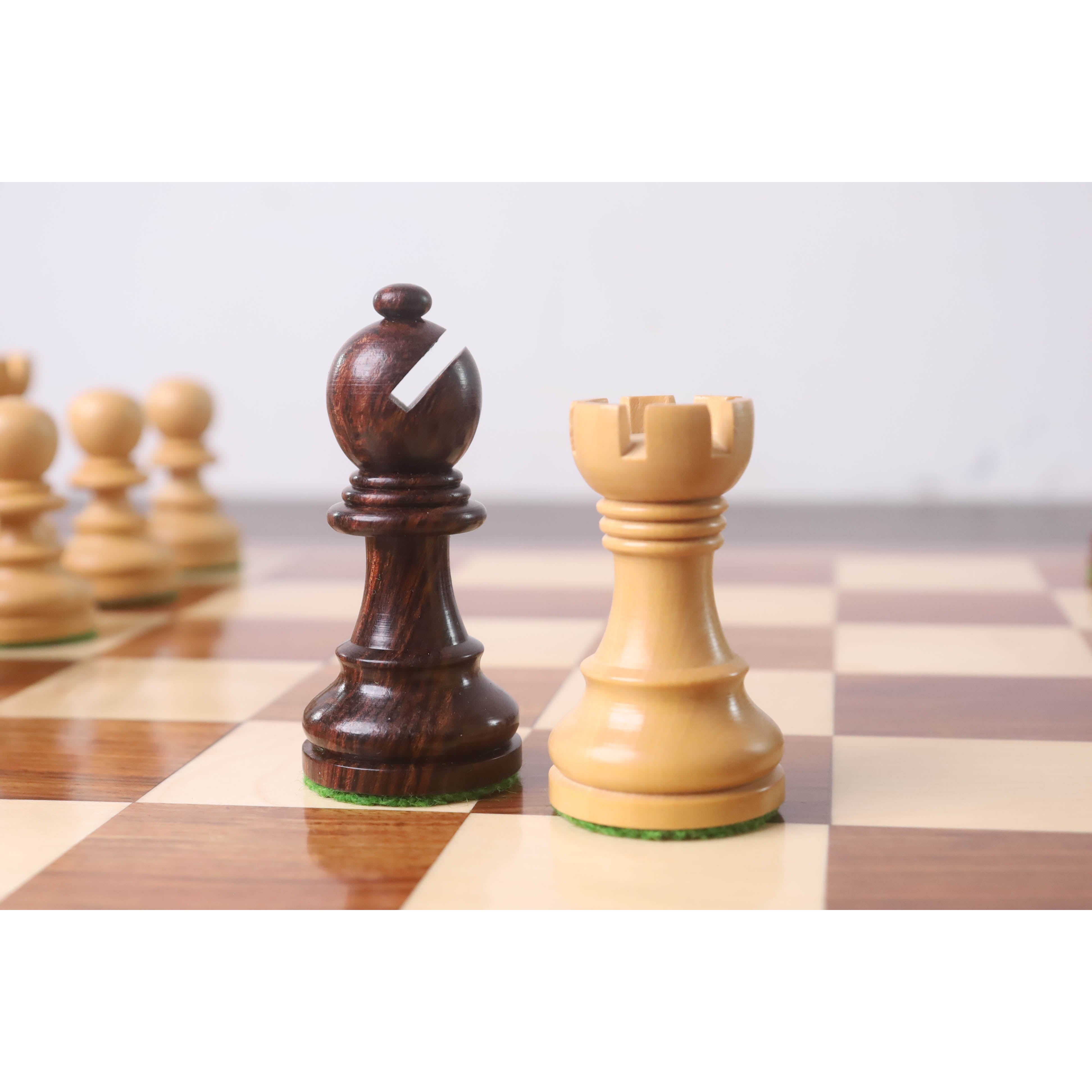 Knight and rook from the rosewood chessmen