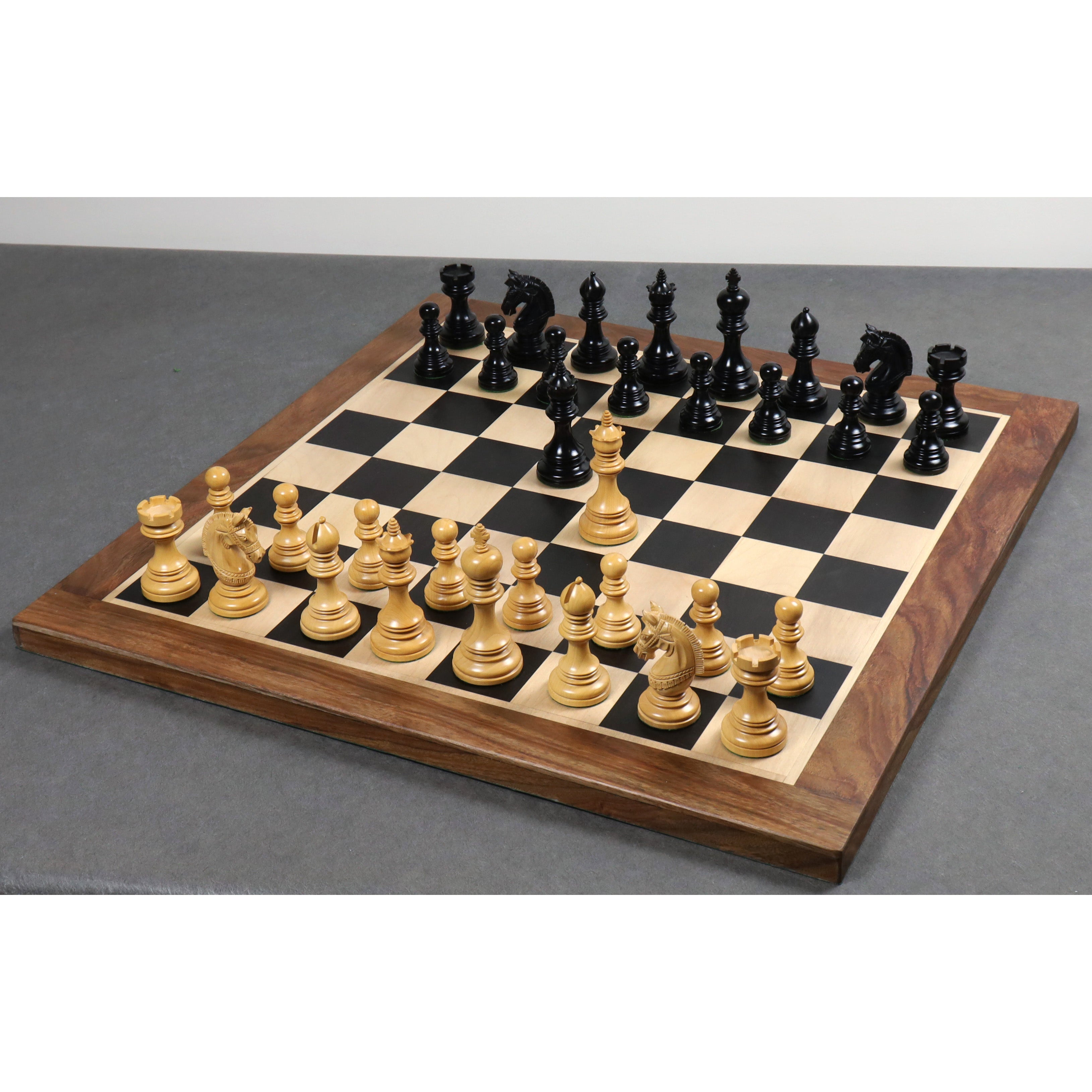 Stallion Staunton chess pieces in ebony, 105mm king