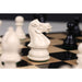Black Painted Boxwood and Ivory Painted Boxwood chessmen with a 32mm king base