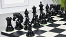 Knight carving detail on the California Chrome Staunton chess pieces in genuine ebony and boxwood
