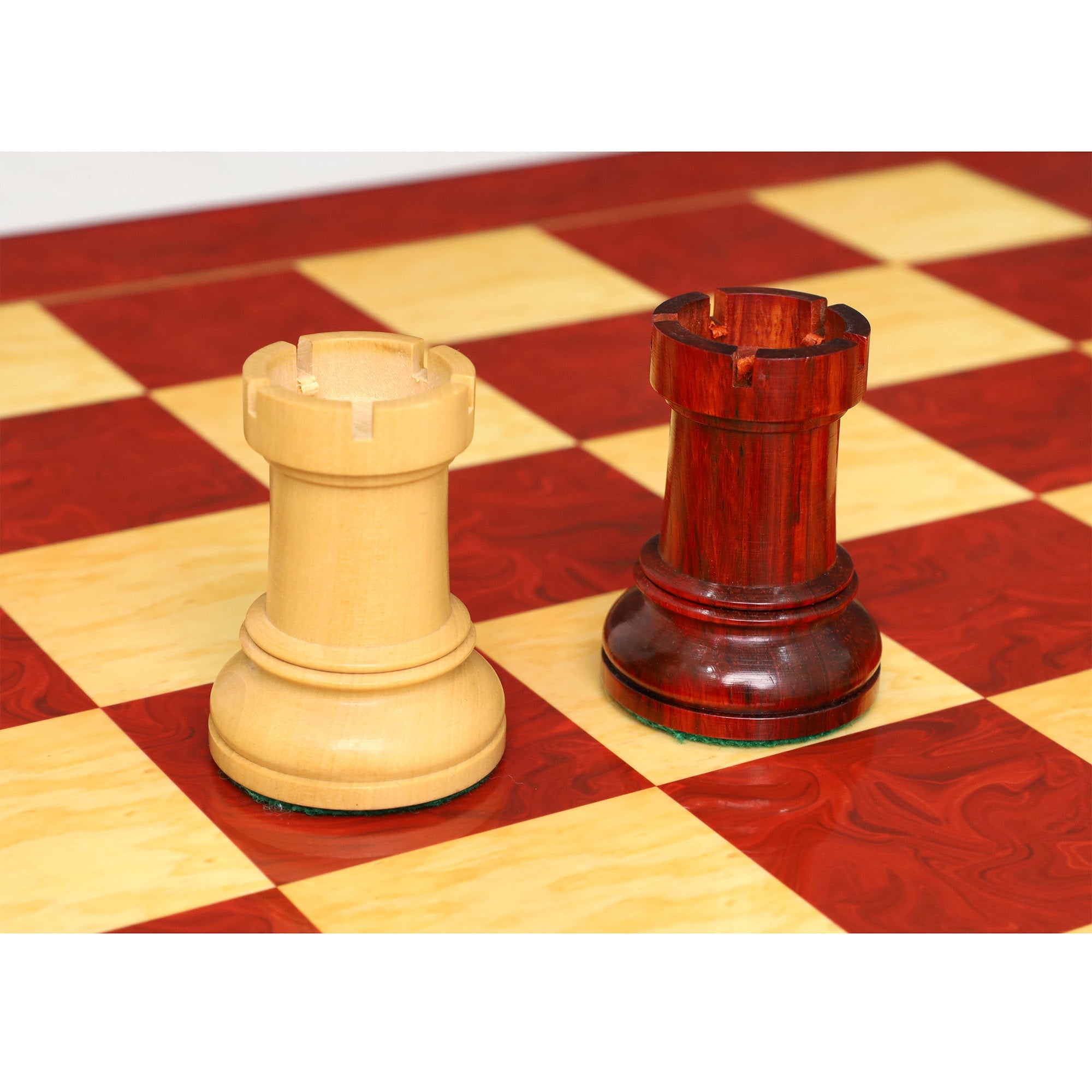 Knight and rook from the Bud Rosewood chessmen
