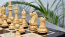 Desert Gold Staunton wooden chess pieces, 100mm king, Rosewood finish