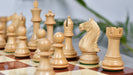 Hand carved knight detail on the Fierce Knight Staunton Bud Rosewood chess pieces