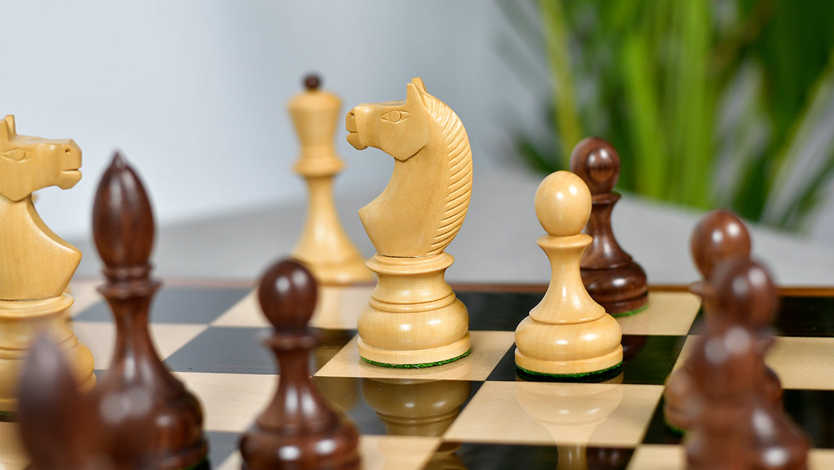 Sheesham Leningrad Schoolboy Soviet chess pieces from Sterling Chess Australia