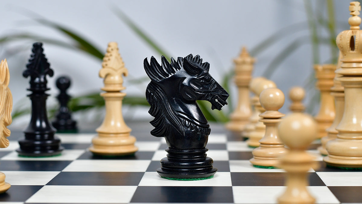 Dragon Knight Series wooden chess pieces, 120mm king, Genuine ebony finish