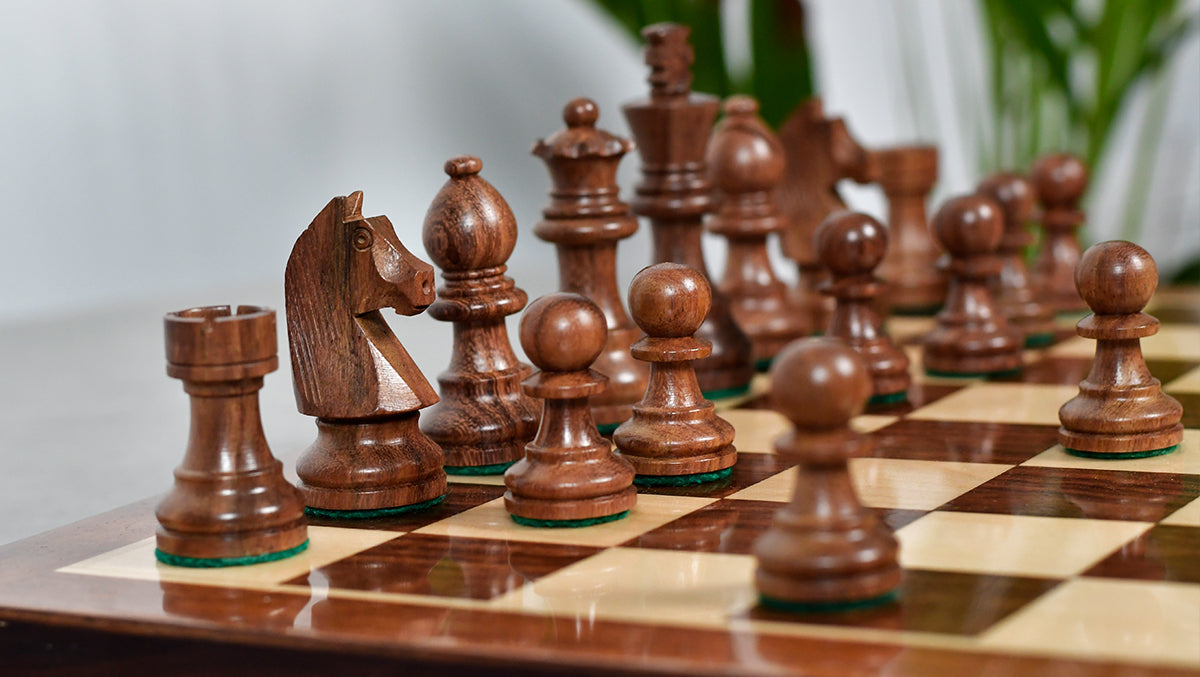 Tournament Staunton German Knight chess pieces in sheesham, available in Australia