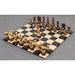 Burnt boxwood Zagreb Staunton chessmen with the light army forward