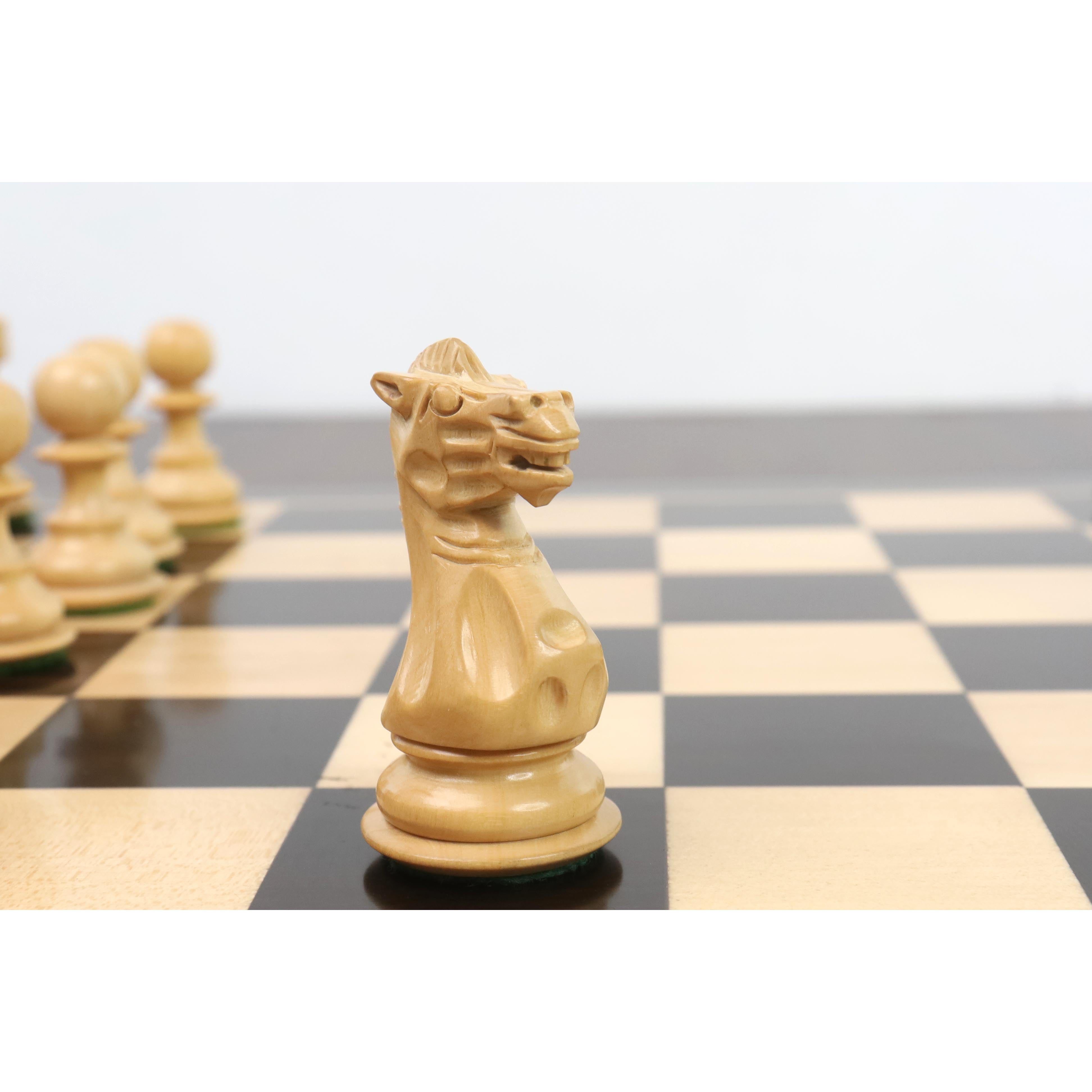 Ebony and Boxwood chessmen sized for 40 to 45 mm squares
