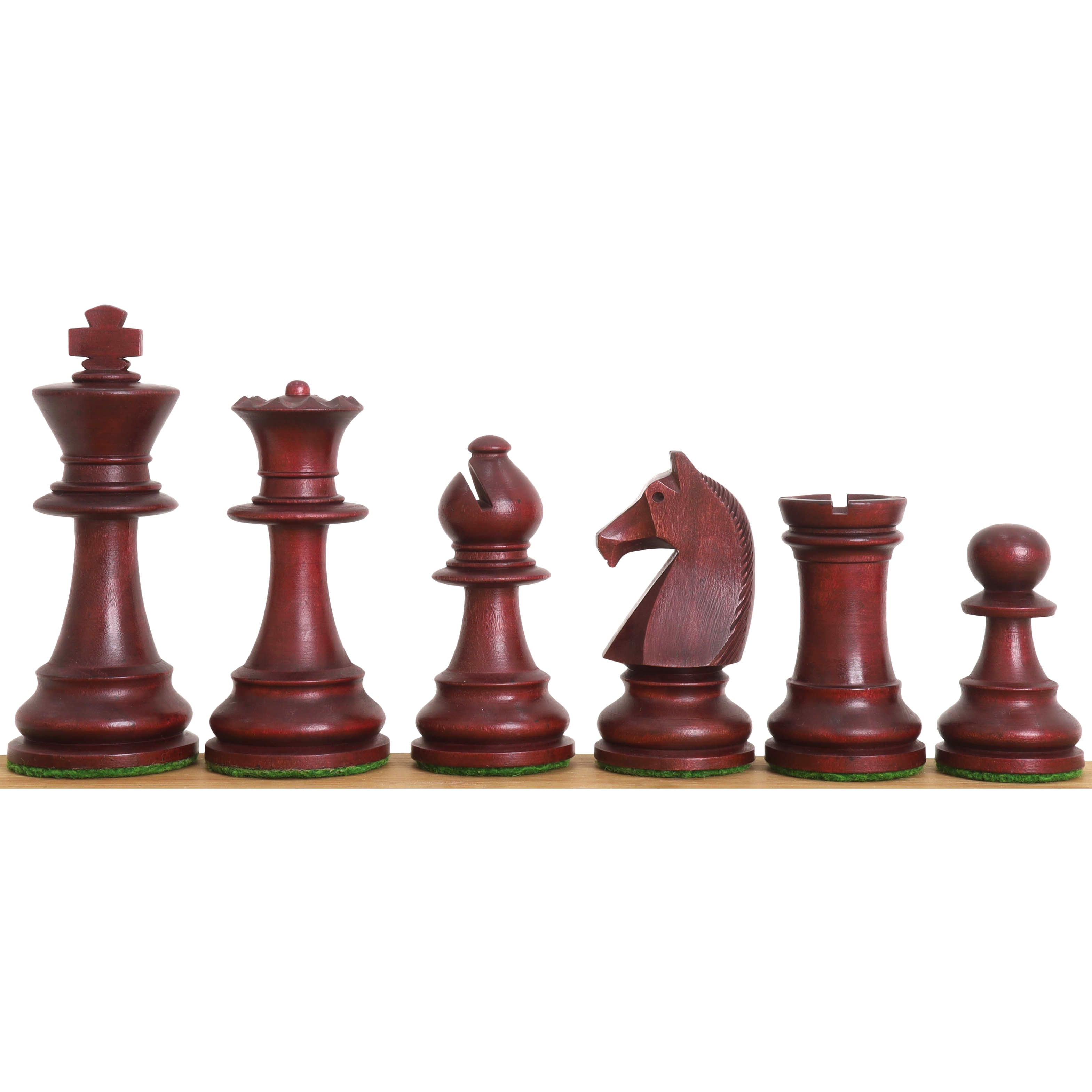 Mahogany Stained Boxwood and Boxwood chessmen at 1,033 grams complete