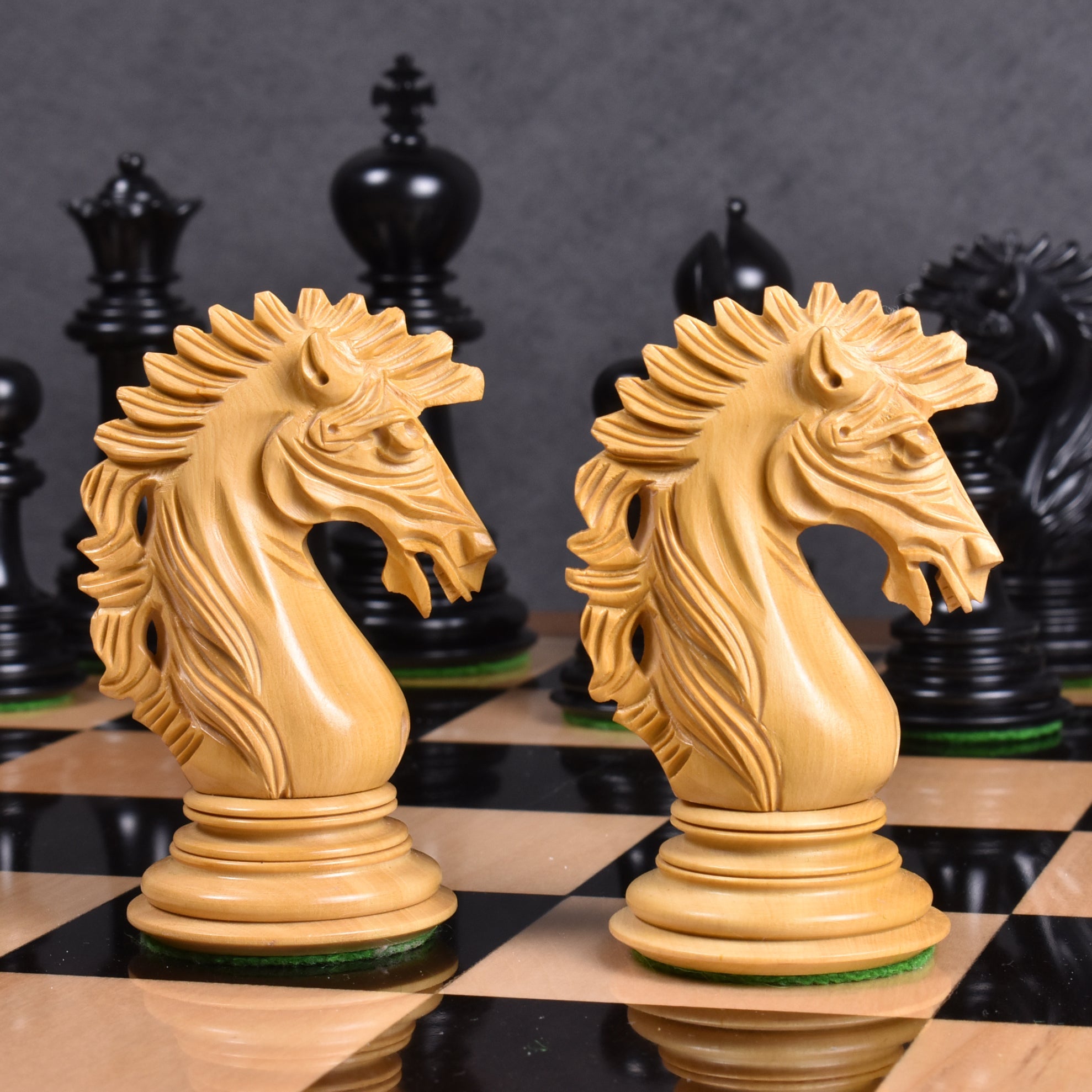 Mogul Staunton chess pieces in ebony, 118mm king