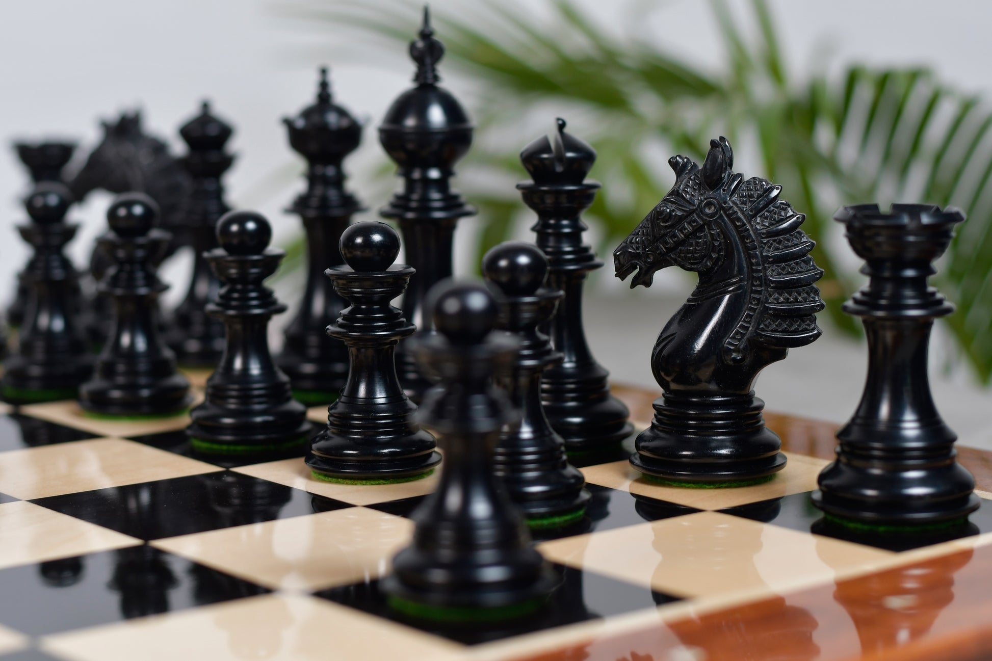 Sikh Empire chess pieces ebony and antiqued boxwood contrast