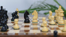 Knight carving detail on the Tournament Staunton German Knight chess pieces in ebonised boxwood