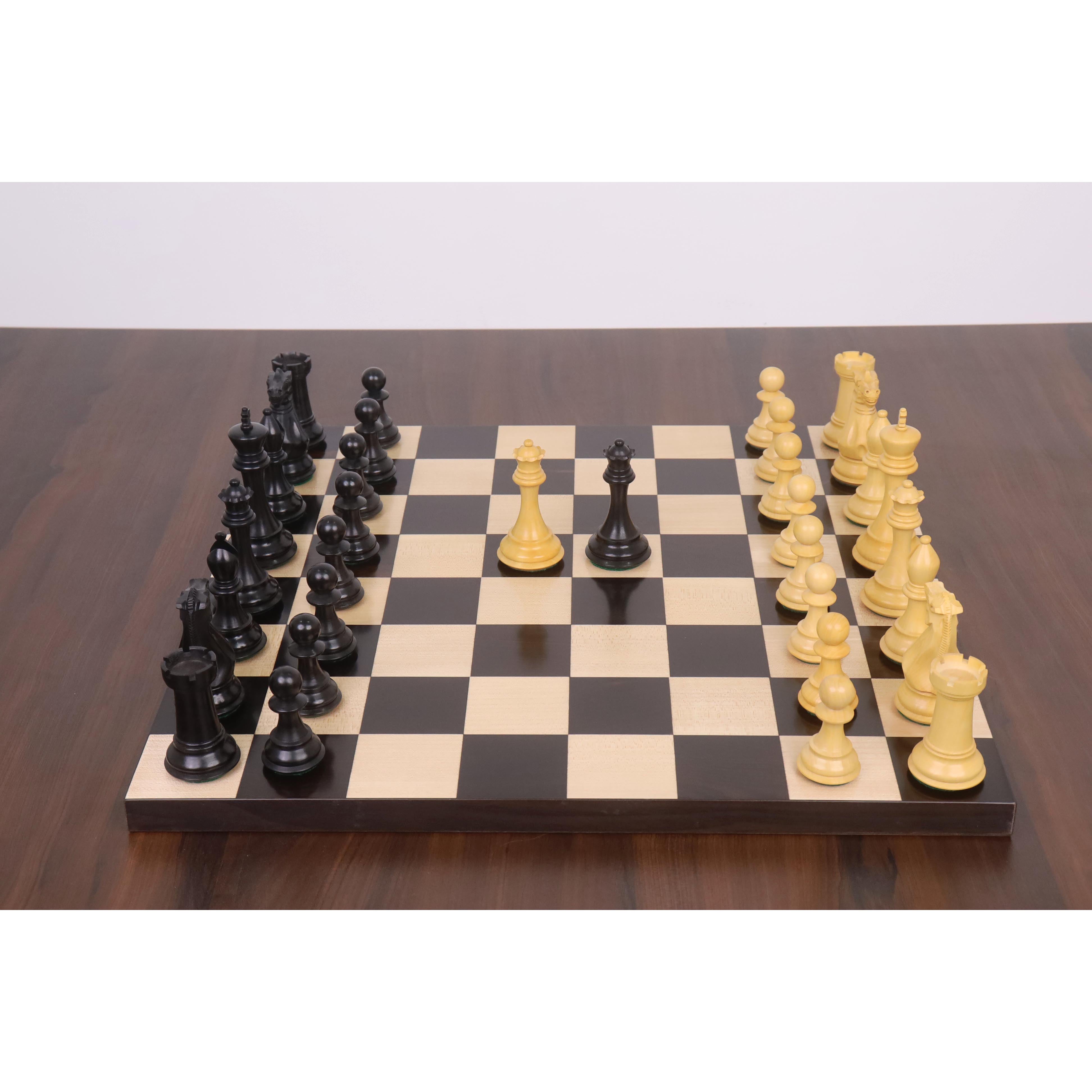 Ebony Wood and Boxwood chessmen sized for 55 to 60 mm squares