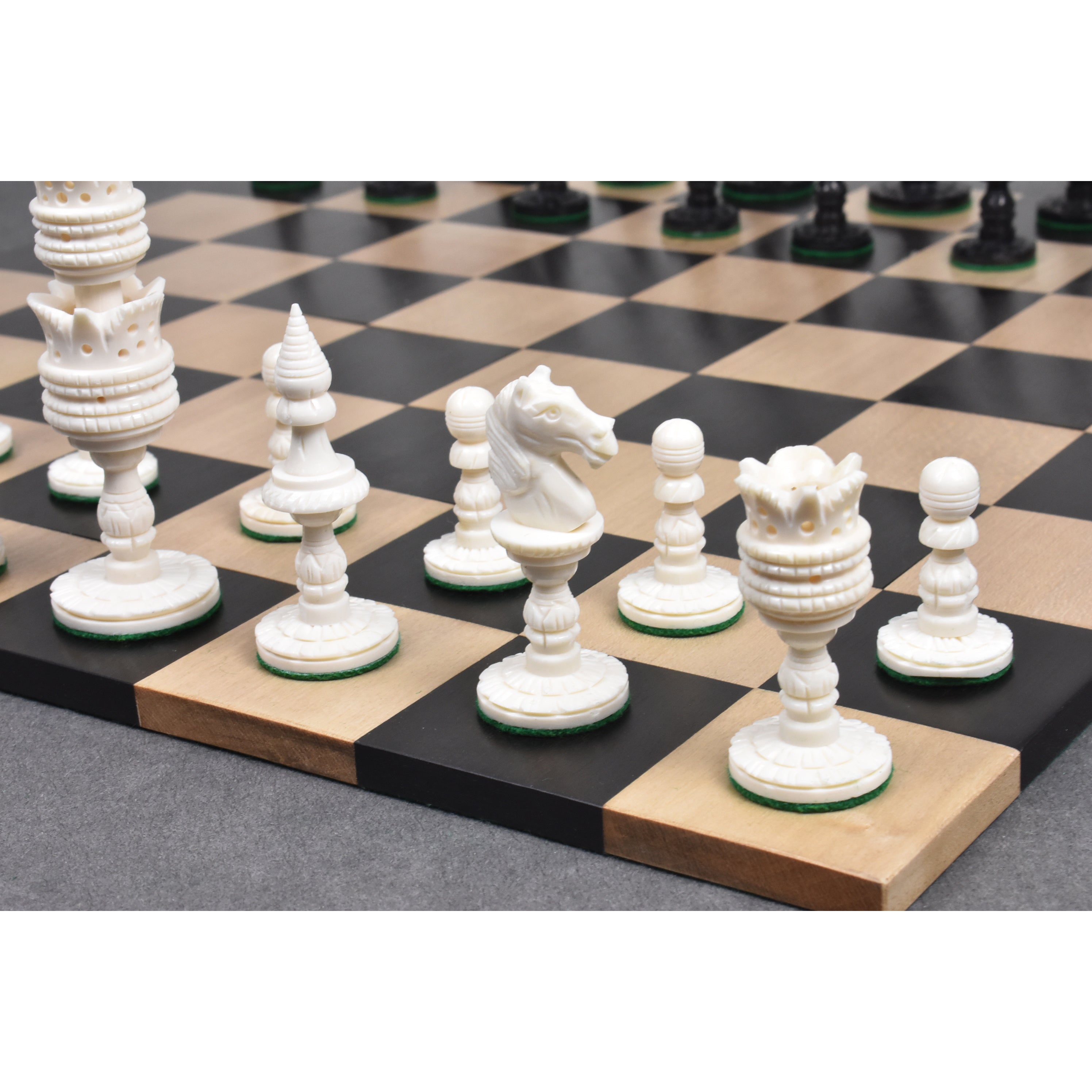 Lotus Series Hand Carved Camel Bone 103mm Chess Pieces