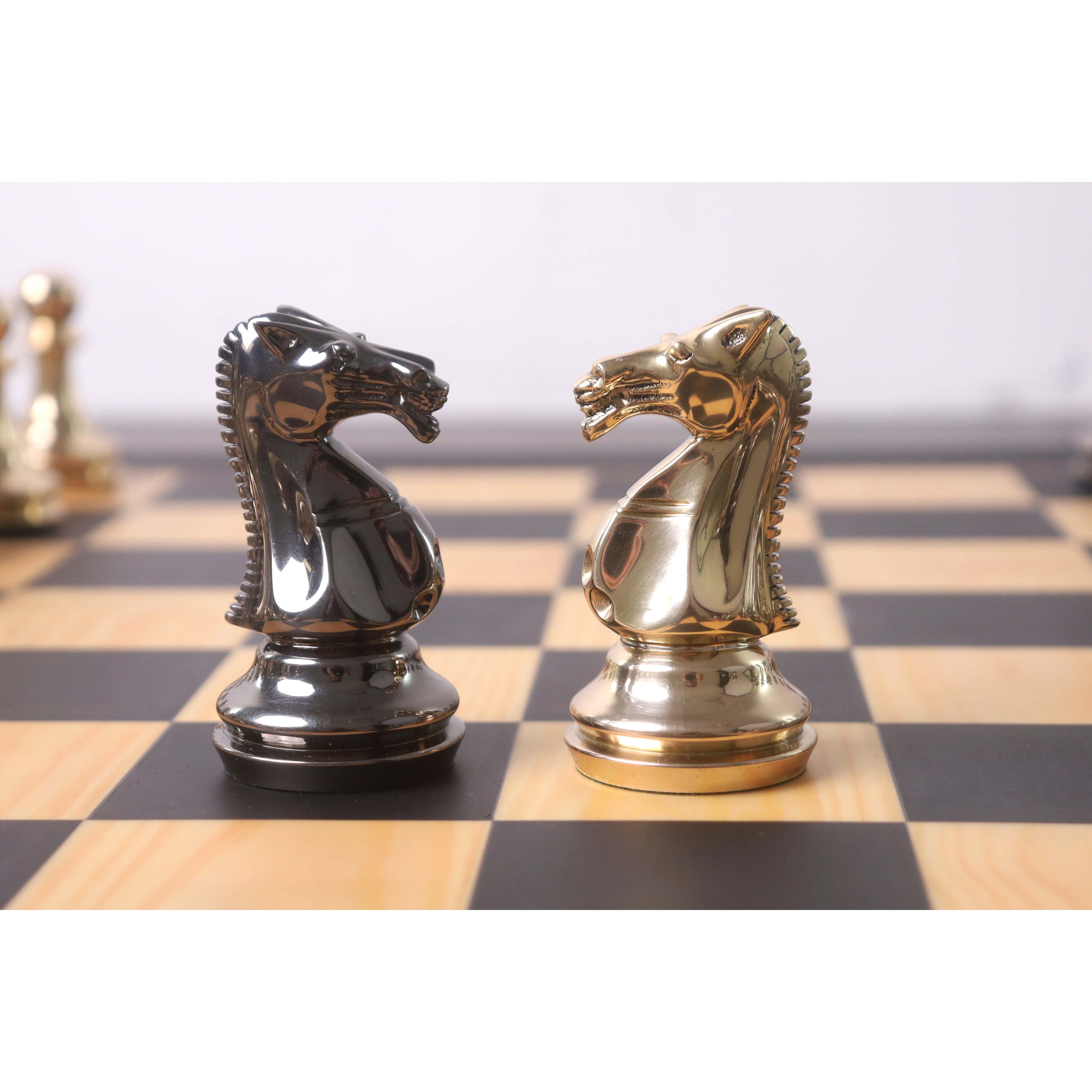 Knight and rook from the Metallic Gold and Grey chessmen