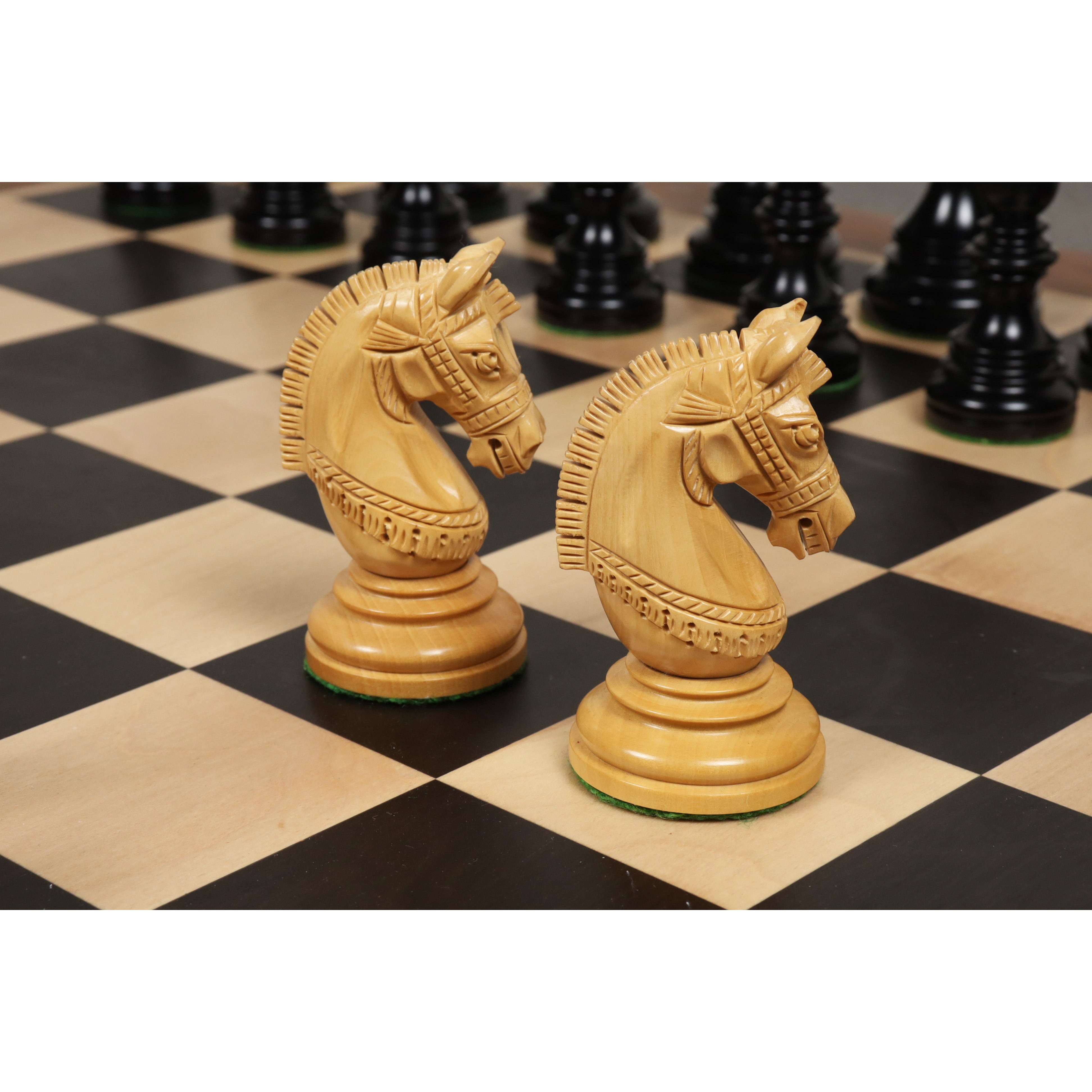 Stallion Staunton chess pieces in ebony, 105mm king