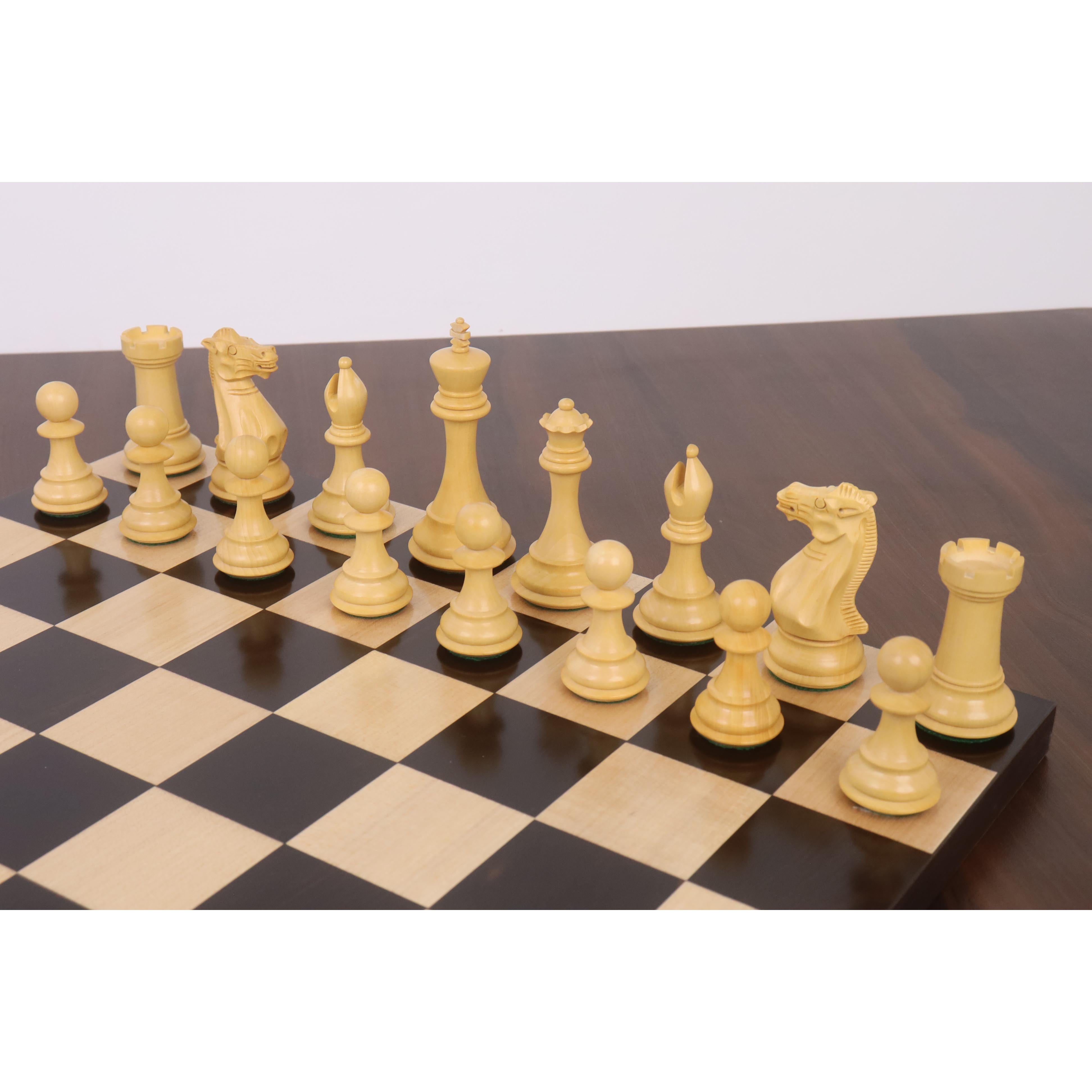 Ebony Wood and Boxwood chessmen with a 44mm king base