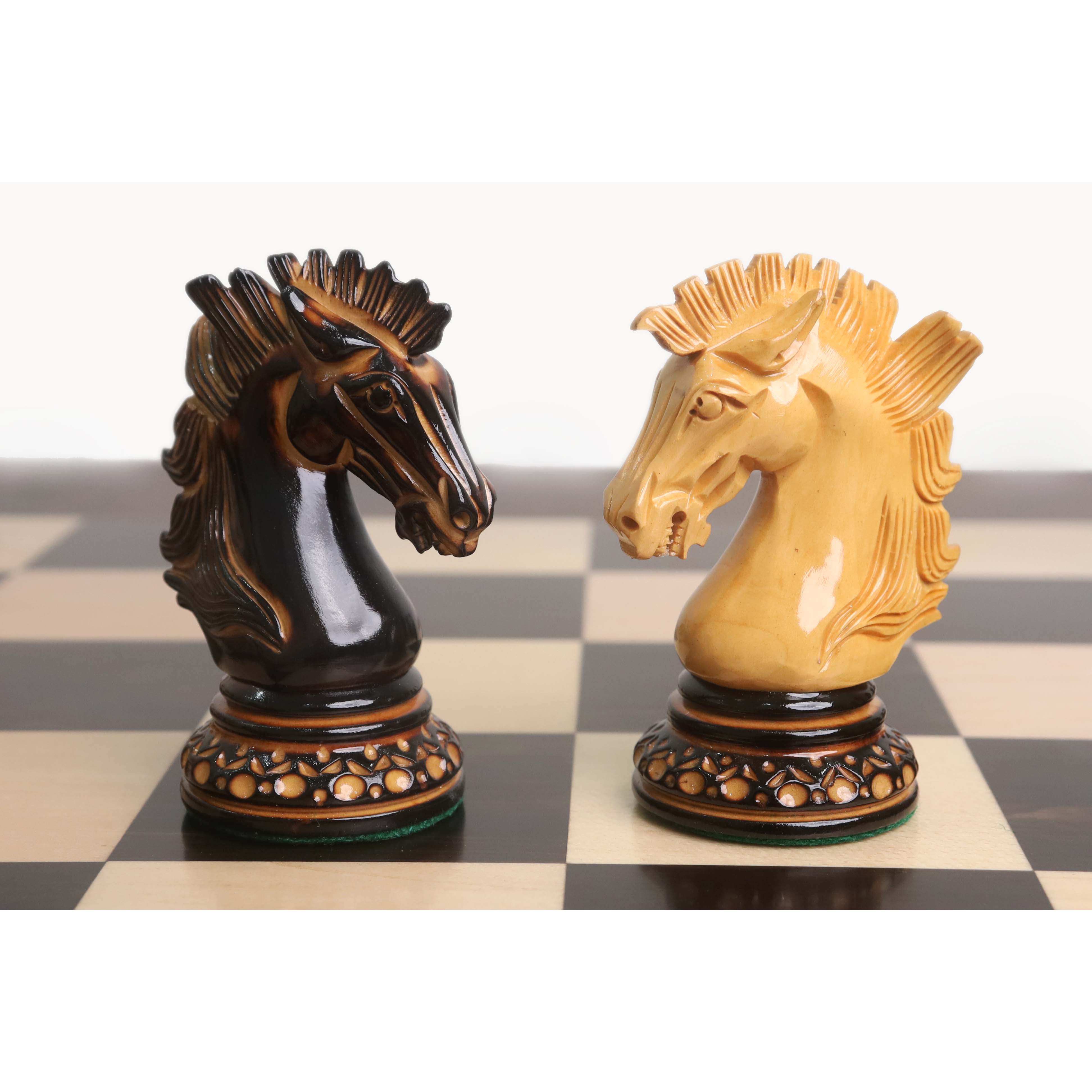 34 piece chessmen set in Black Lacquered Burnt Boxwood and White Lacquered Burnt Boxwood