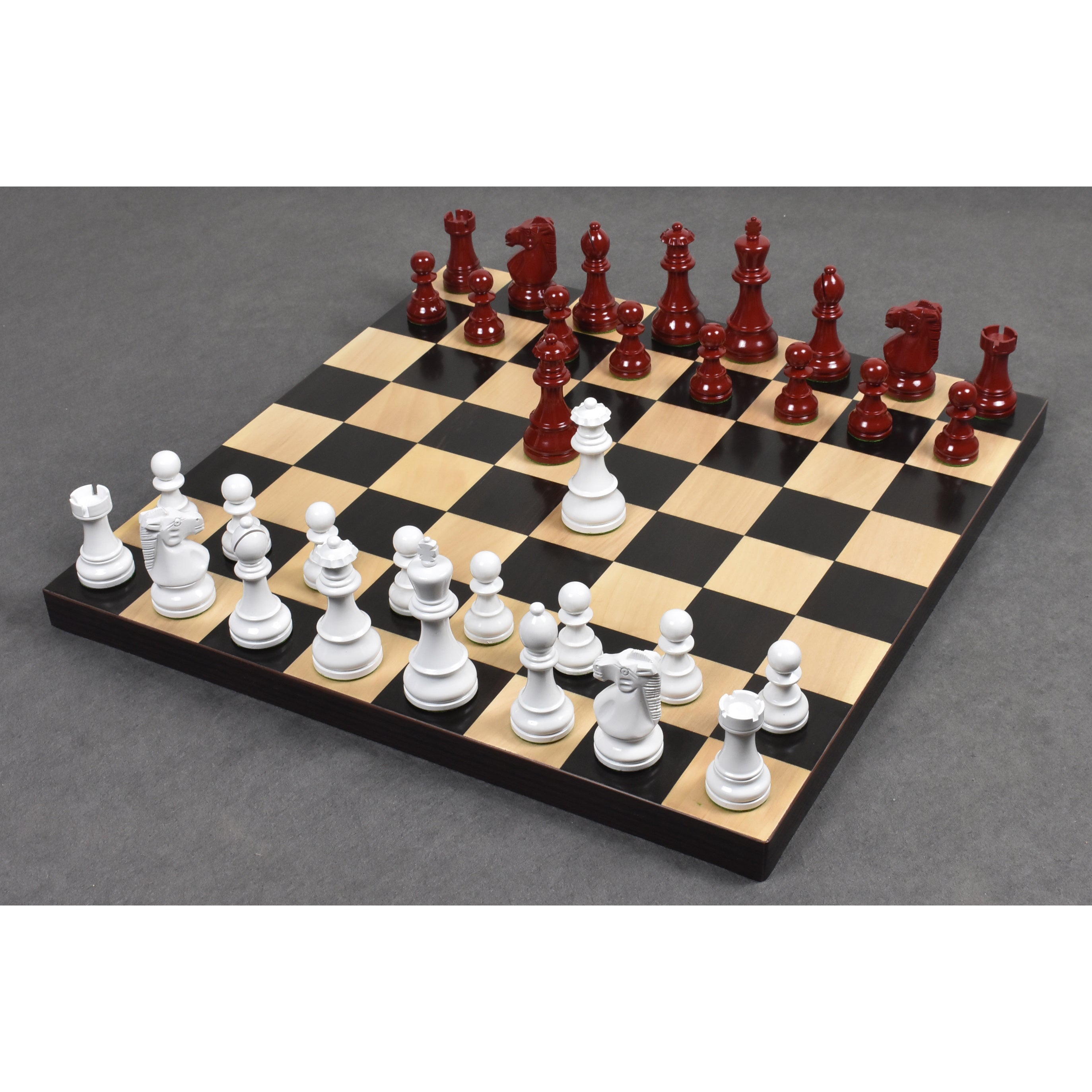 Prime Staunton Burgundy and White 97mm Chess Pieces