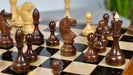 Hand turned sheesham and boxwood 1930s Leningrad Schoolboy Soviet chess pieces