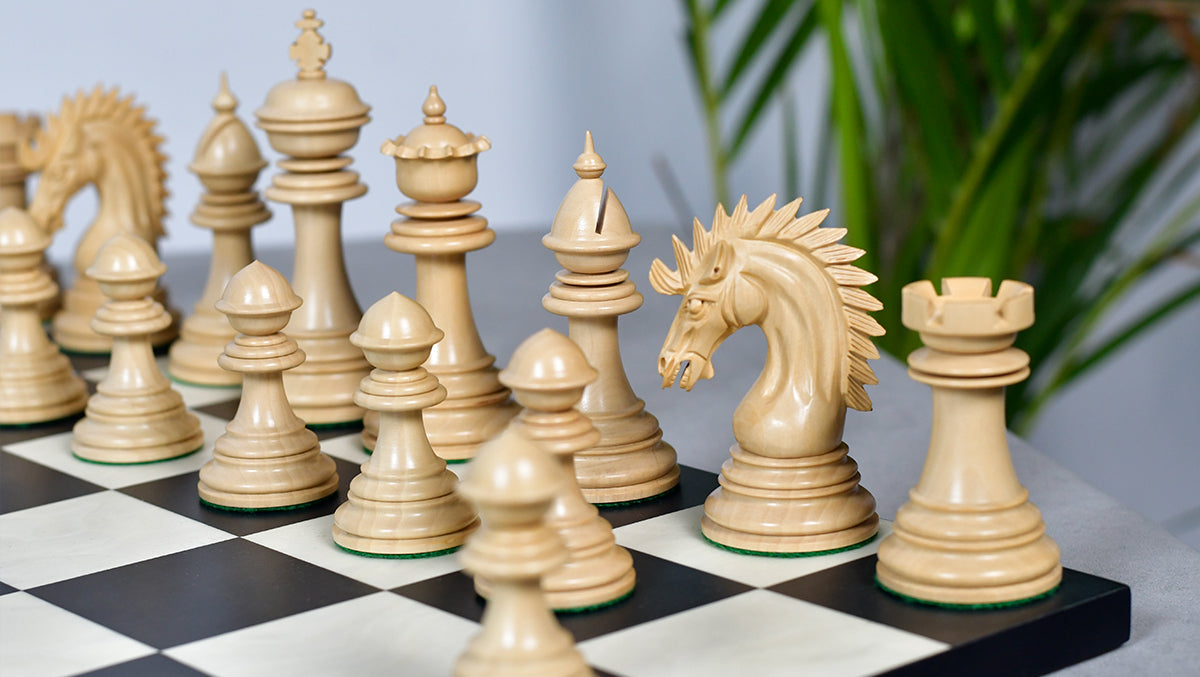 Ferocious Elite Series wooden chess pieces, 113mm king, Genuine ebony finish
