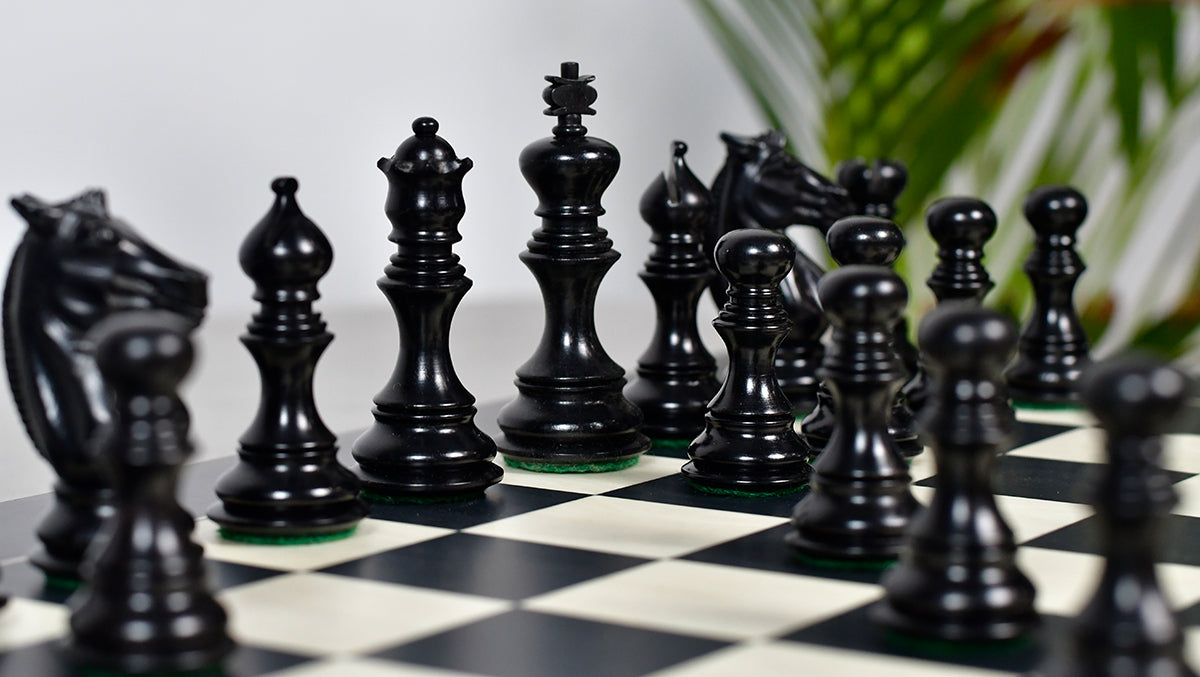 Meghdoot Staunton wooden chess pieces, 80mm king, Ebony finish