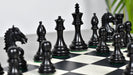 Derby Knight wooden chess pieces, 106mm king, Ebonised finish