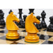 Antiqued Boxwood and Ebonised Boxwood chessmen, 98mm king on a 41mm base