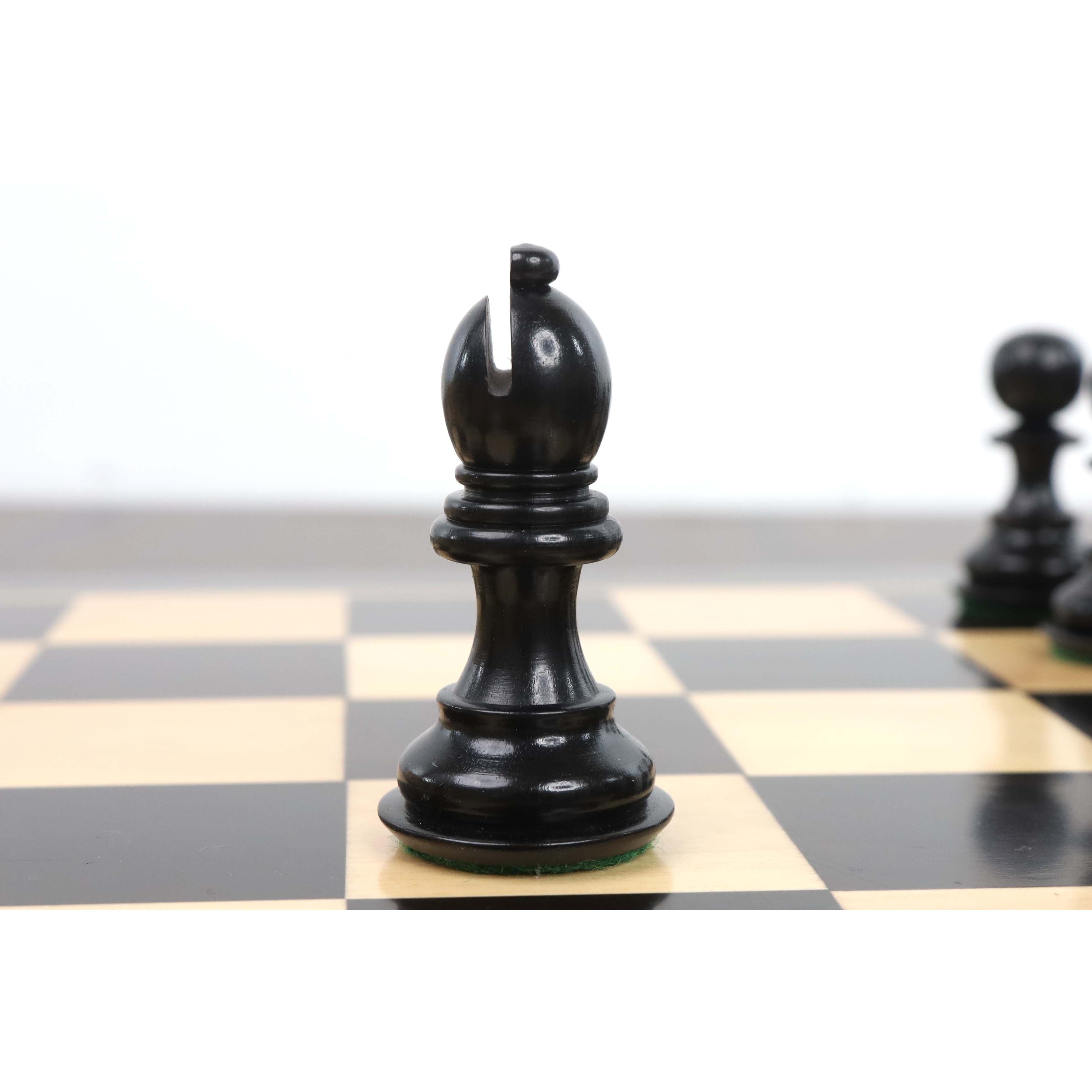 Ebony and Boxwood chessmen with a 32mm king base