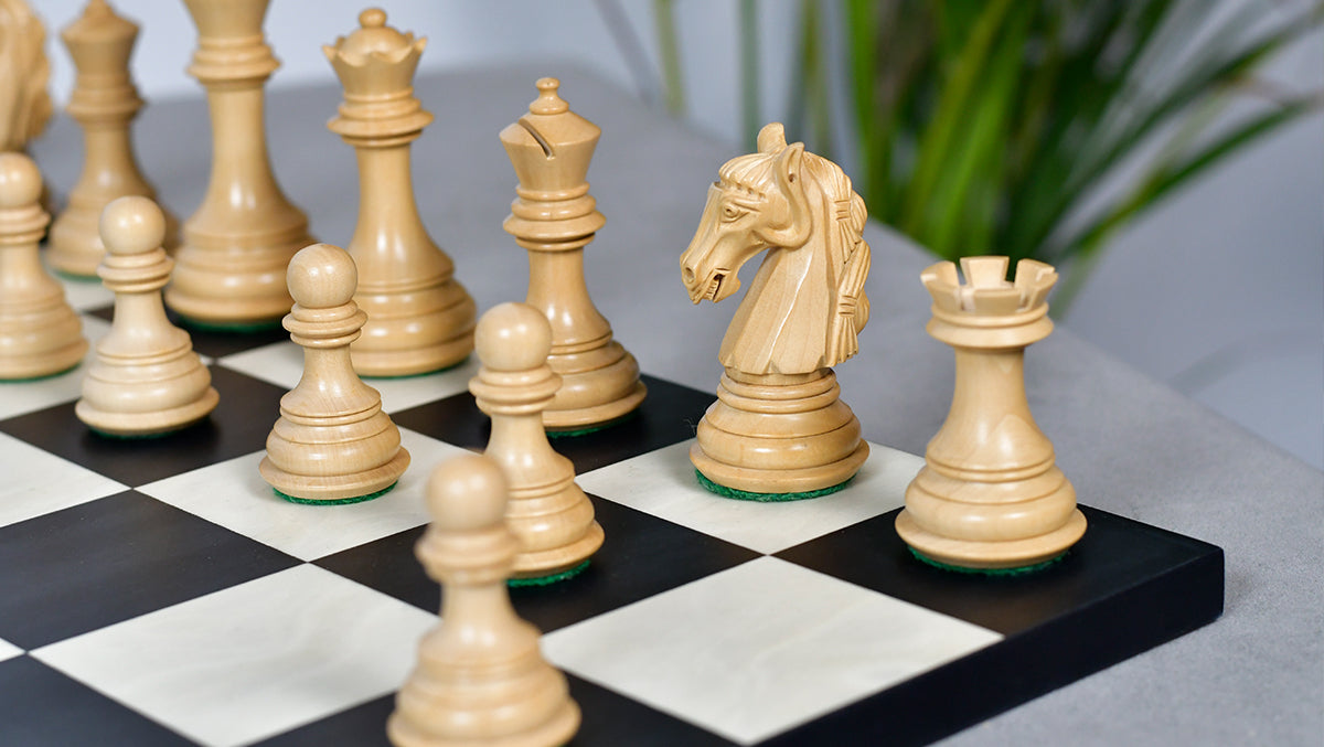 New Colombian Staunton wooden chess pieces, 99mm king, Genuine ebony finish