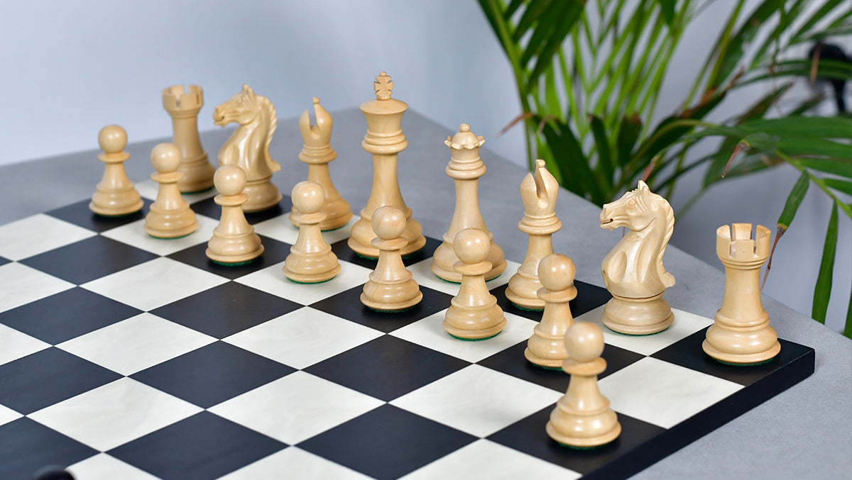 Hand carved knight detail on the Fierce Knight Staunton Ebonised chess pieces