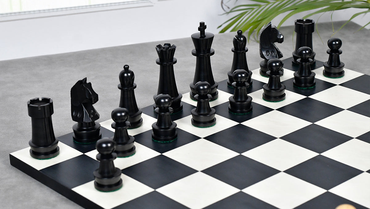 Championship Staunton wooden chess pieces, 95mm king, Ebonised finish