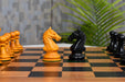 Ancient Indian Warrior Staunton wooden chess pieces, 104mm king, Genuine ebony finish