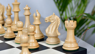 Fierce Knight Staunton chess pieces in ebonised, 103mm king