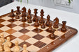 Sheesham and boxwood Chavet tournament chess pieces, thick green felt bases