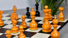 Antique Dublin Calvert wooden chess pieces, 104mm king, Ebonised finish