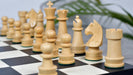 Full 34 piece Championship Staunton chess pieces in ebonised and natural boxwood, Sterling Chess Australia