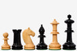 Sterling Chess 19th Century Austrian Antique chess pieces in ebonised and natural boxwood, 108mm king