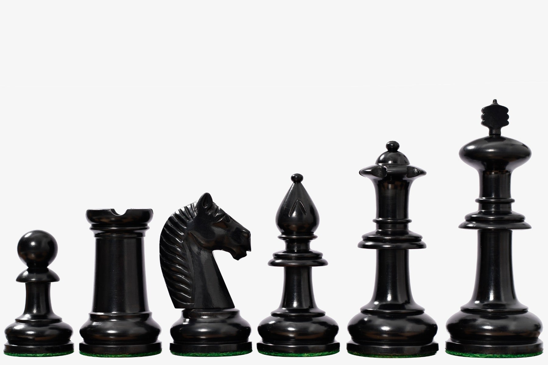19th Century Austrian Antique chess pieces, ebonised and natural boxwood, hand carved in India