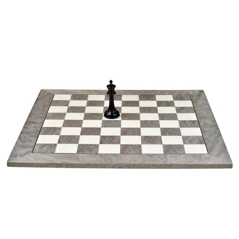 Chess Bazaar Grey Ash Burl & White Erable Deluxe 55cm Chess Board
