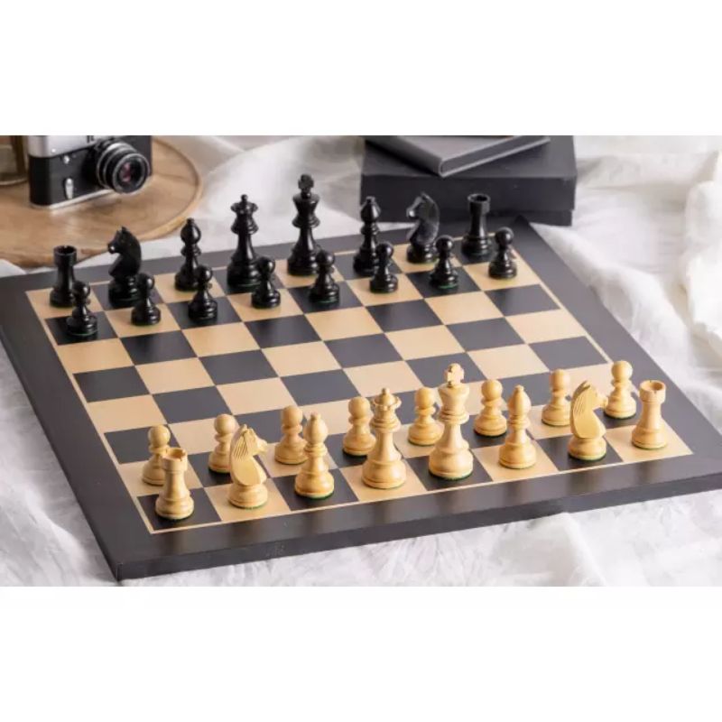 Black Maple 48cm Staunton Chess Set With German Ebonised Chess Pieces