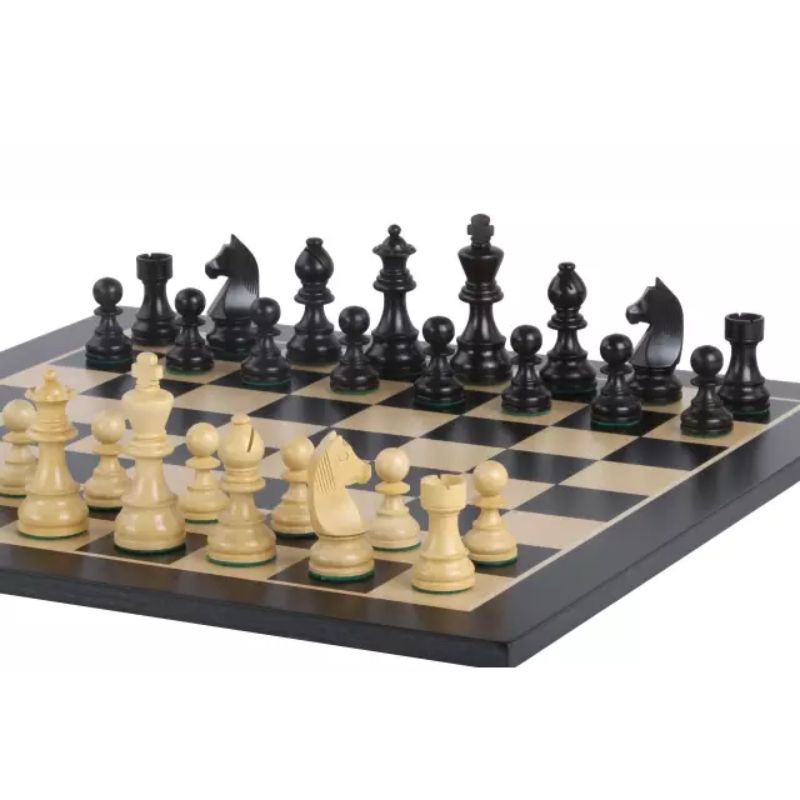 Black Maple 48cm Staunton Chess Set With German Ebonised Chess Pieces