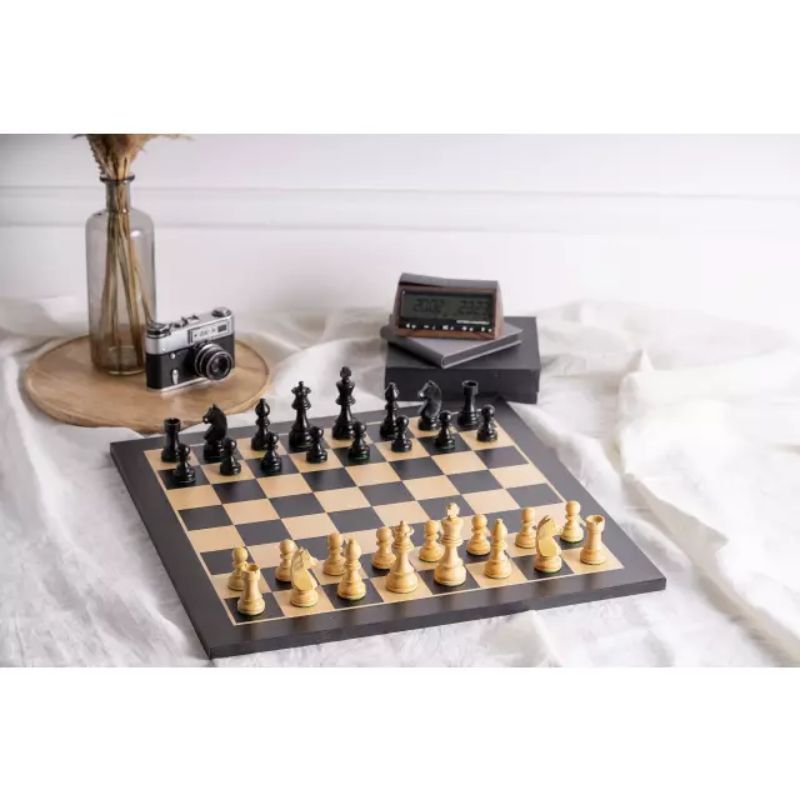 Black Maple 48cm Staunton Chess Set With German Ebonised Chess Pieces