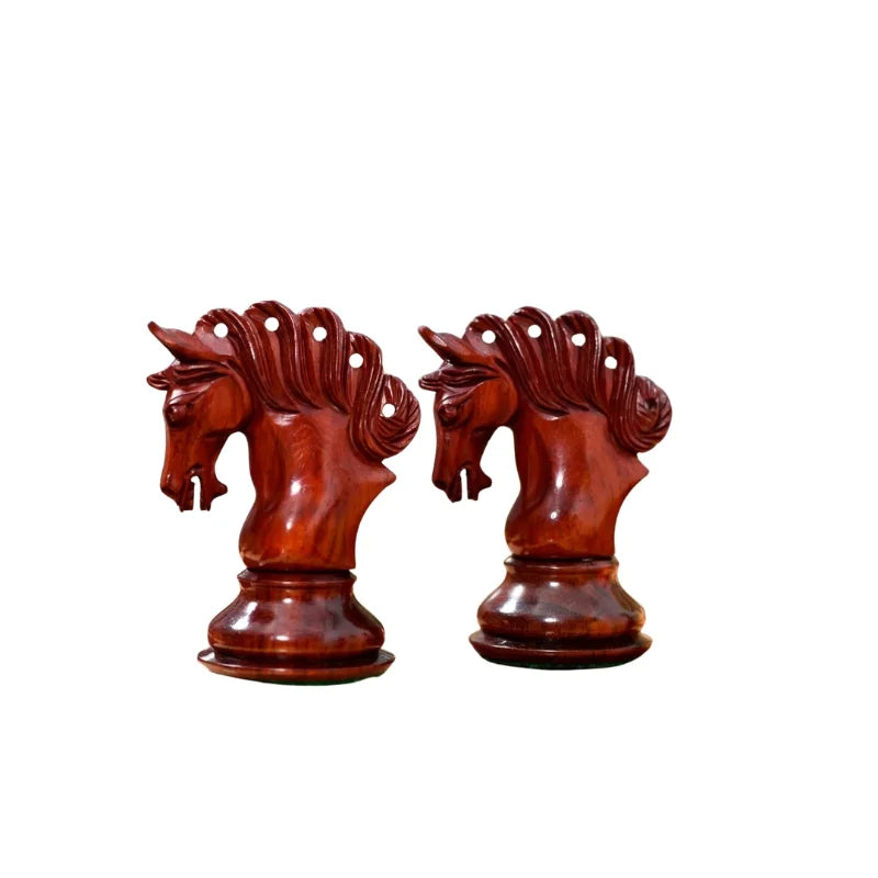 Chess Bazaar Pegasus Series Chess Set V2 (Padauk Wood/Boxwood) With 58cm Red Ash Burl & Maple Chess Board