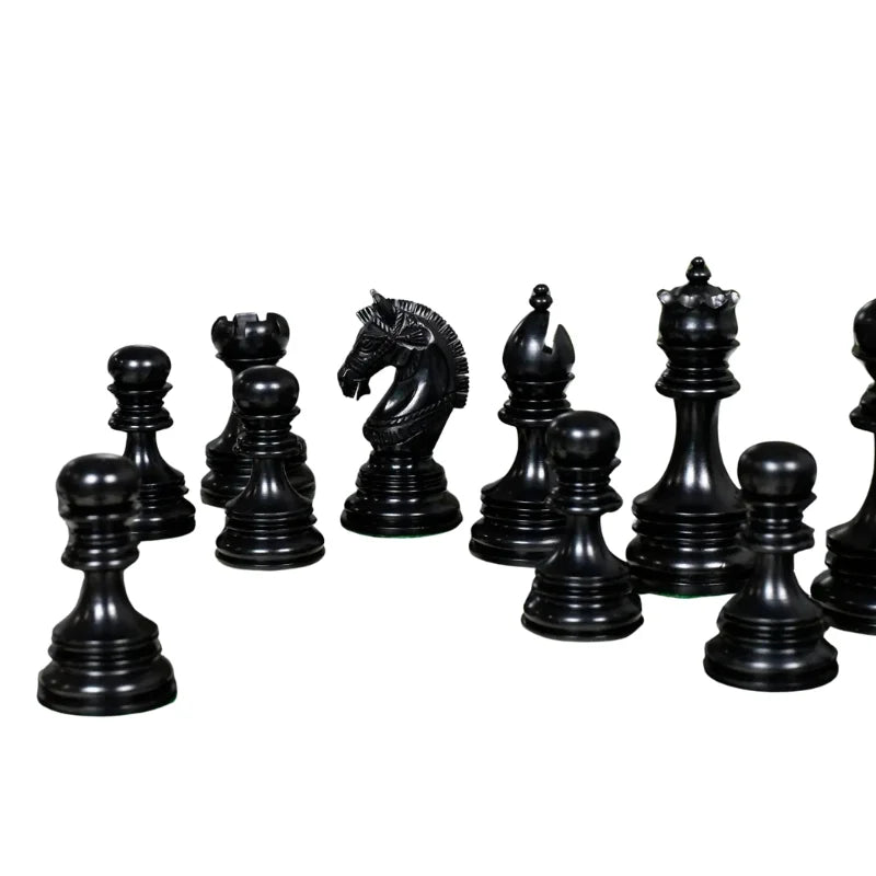 Chess Bazaar Indian Chetak II Staunton Chess Pieces (Ebony/Boxwood) With 60cm Black Anigre & Maple Chess Board
