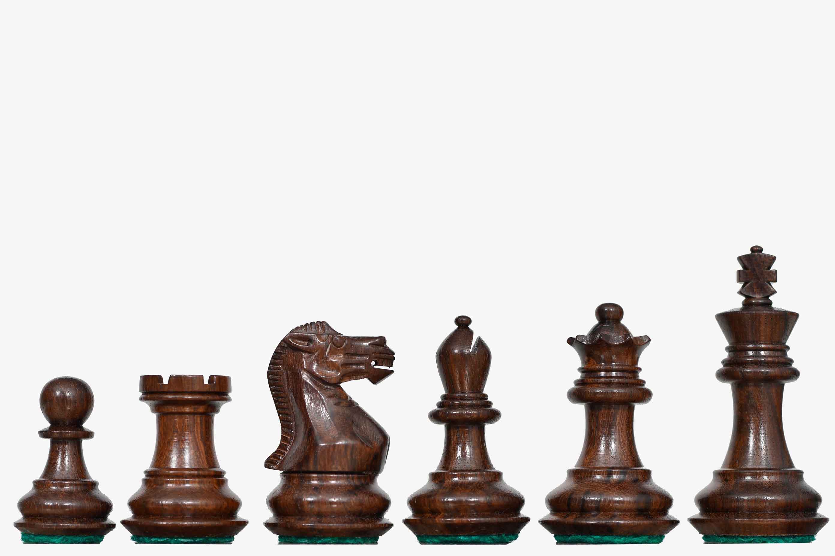 Collector Series Staunton sheesham and boxwood chess pieces with 66mm king