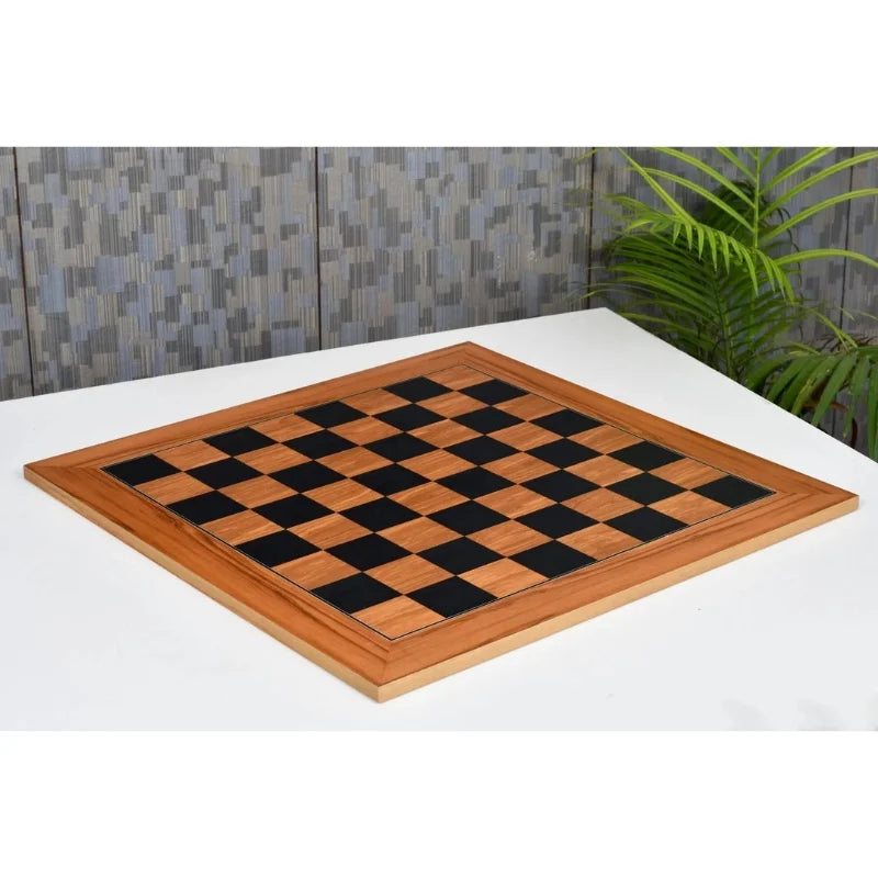 Chess Bazaar Ancient Indian Warrior Luxury Series Chess Pieces (Ebony/Antiqued Boxwood) With 55cm Black Dyed Poplar & Olive Chess Board